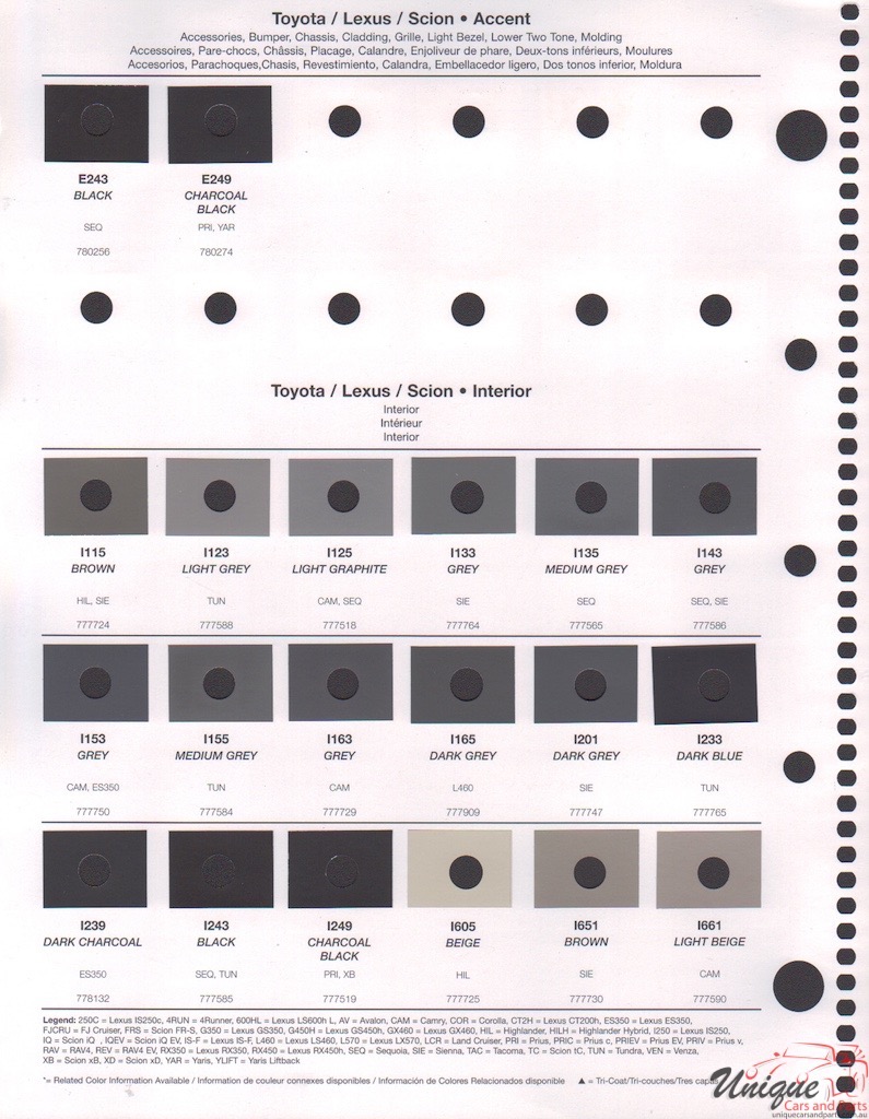 2014 Toyota Paint Charts RM 4